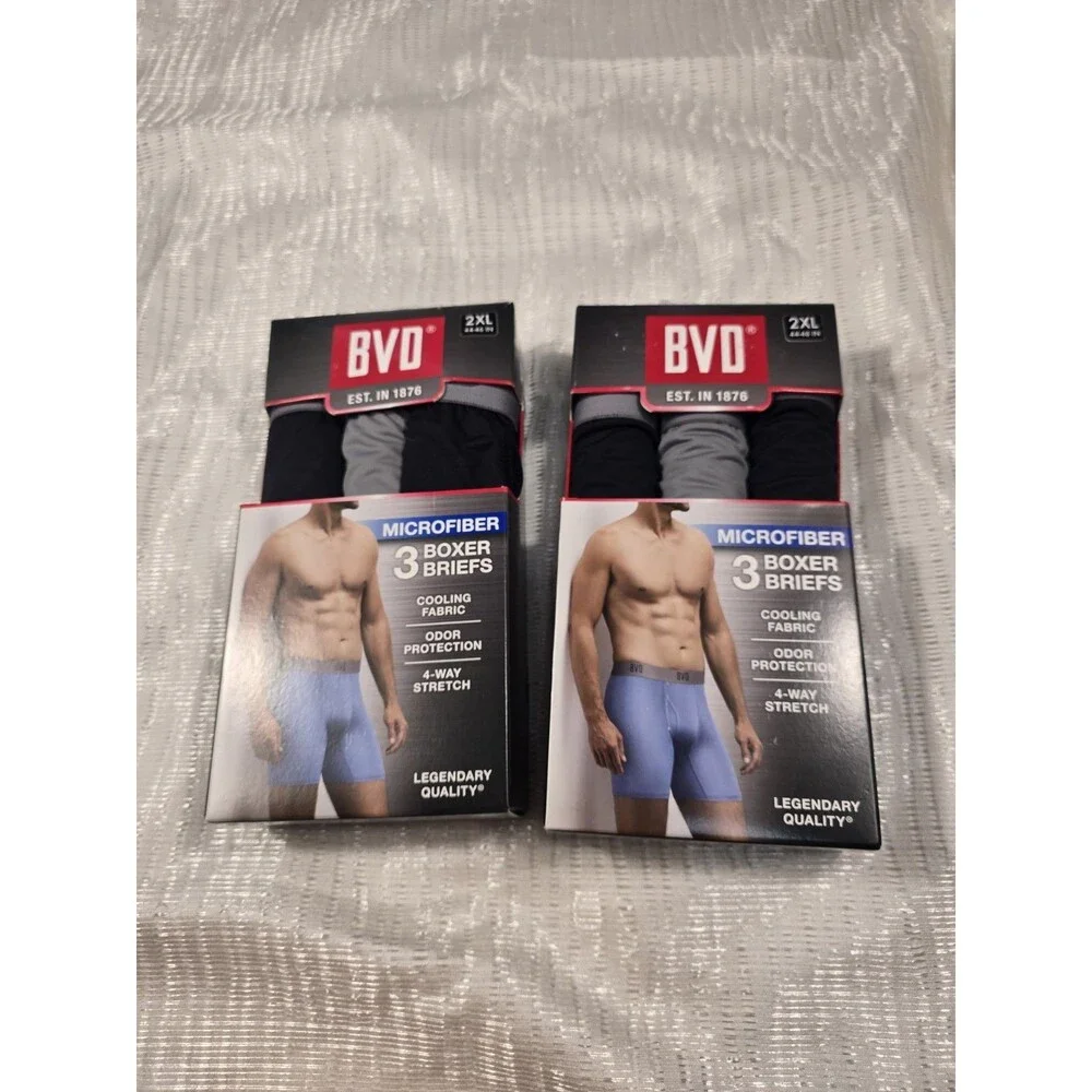 BVD® Men's Microfiber Boxer Briefs, Assorted 3 Pack 2XL